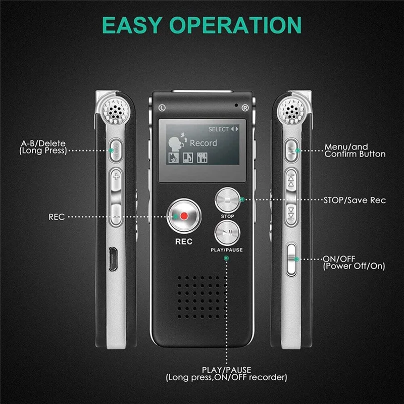 Paranormal Equipment Digital EVP Voice Activated Recorder USB US 8GB (Black) - Image 3