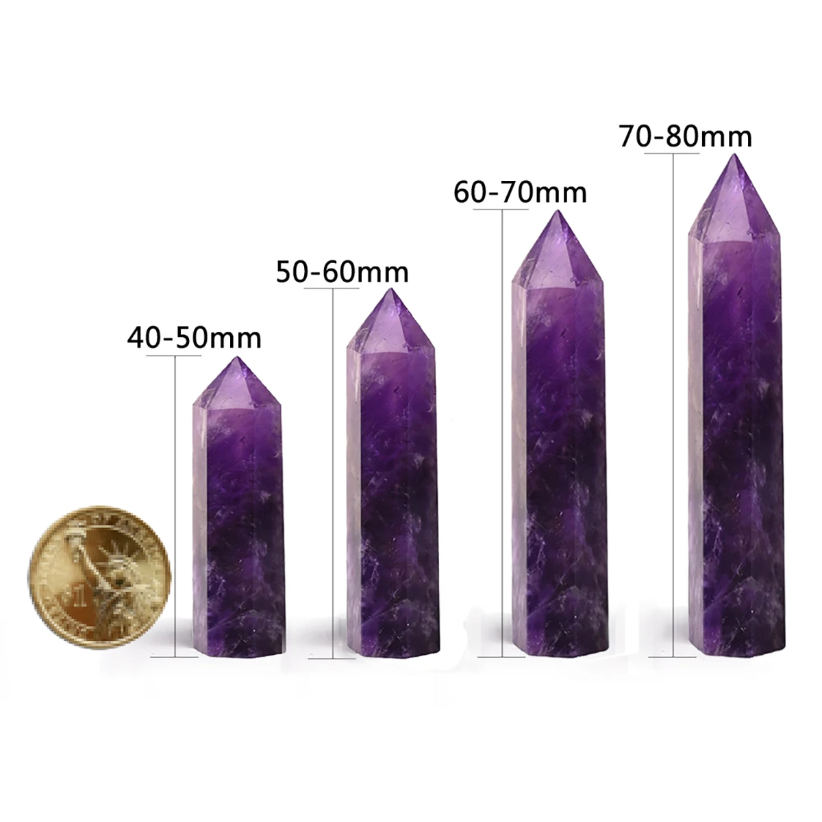 Natural Amethyst Healing Energy Stone Purple Quartz Home Decoration Reiki Polished Stone Obelisk Reiki Towers 4pcs Set - Image 2