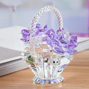 Crystal Flower Basket Decoration,Crystal Flower Basket Decoration,Decorative Ornaments,Tabletop Decoration