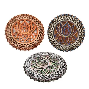 Sacred Lotus Mandala Wooden Wall Hanging Laser Cut Home Decor Geometric Art