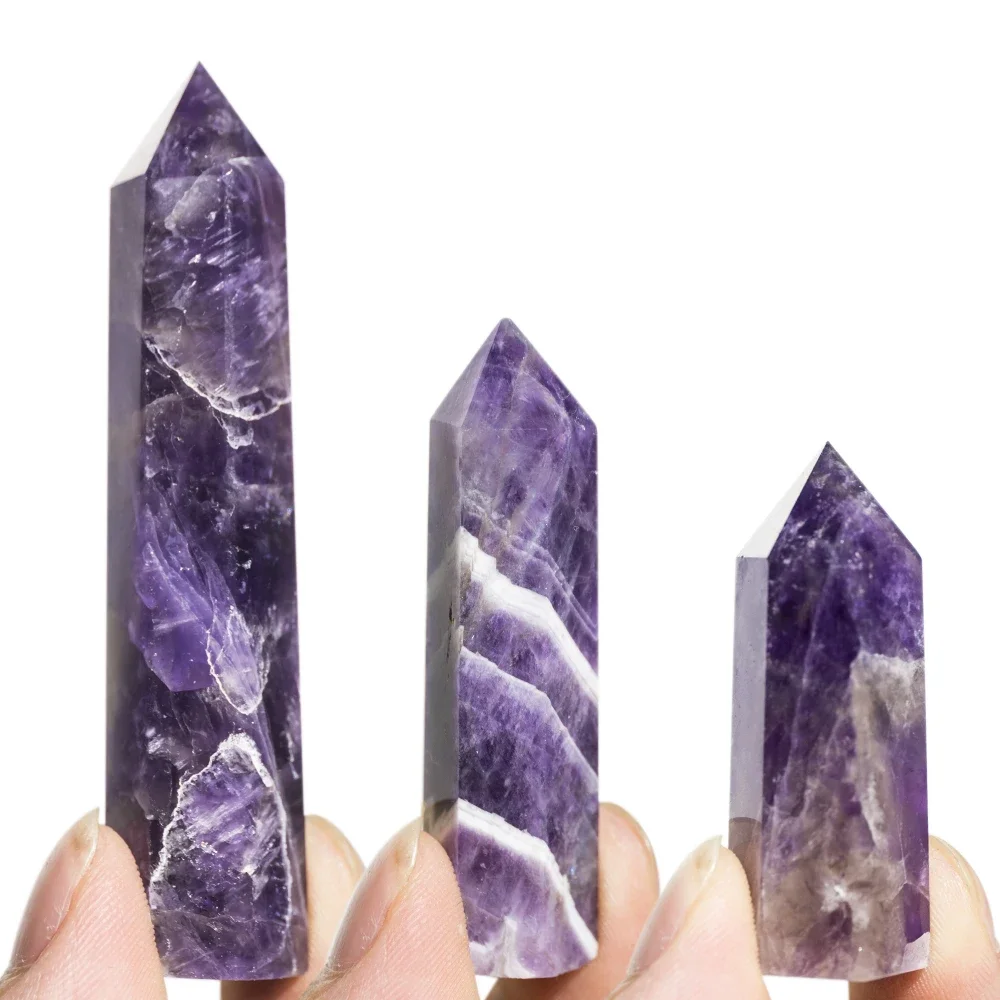 Natural Amethyst Healing Energy Stone Purple Quartz Home Decoration Reiki Polished Stone Obelisk Reiki Towers 4pcs Set - Image 5
