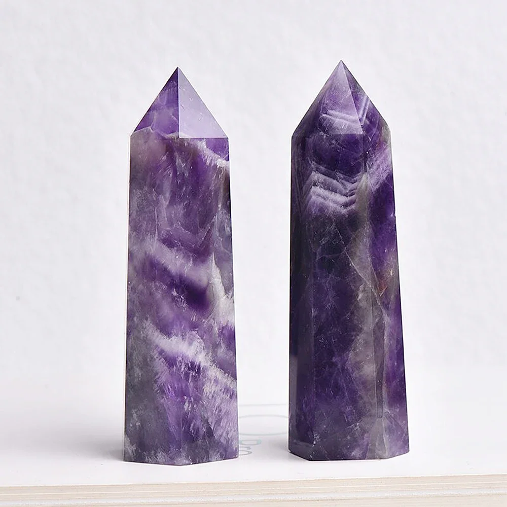 Natural Amethyst Healing Energy Stone Purple Quartz Home Decoration Reiki Polished Stone Obelisk Reiki Towers 4pcs Set - Image 4